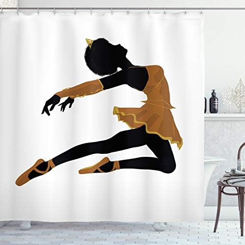 Ambesonne Ballet Shower Curtain with 12 Hooks Pale Coffee and Black