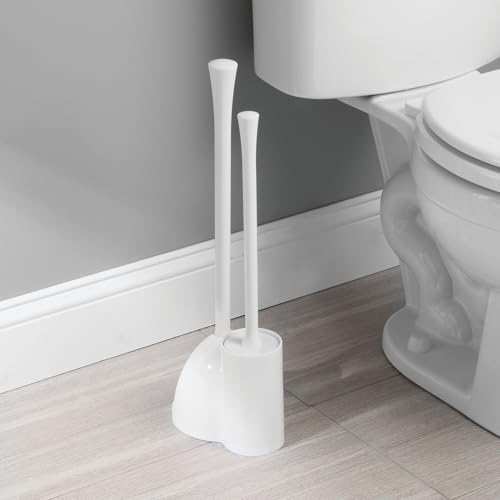 iDesign Toilet Brush Plunger Set - 2 Piece White