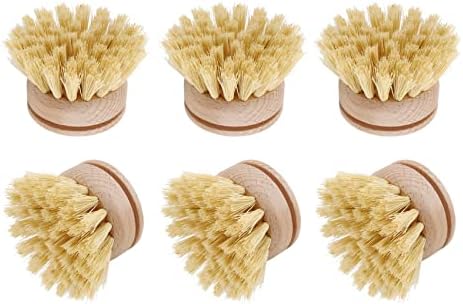 Nicfaky 6 Pcs Wooden Dish Brush Refillable Heads