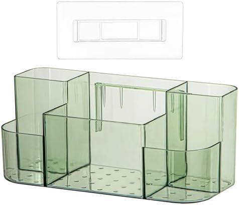 Ganydet Plastic Shower Caddy with 5 Compartments Clear Green