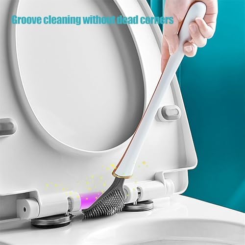Modern Flexible Silicone Toilet Brush with Holder Set 1