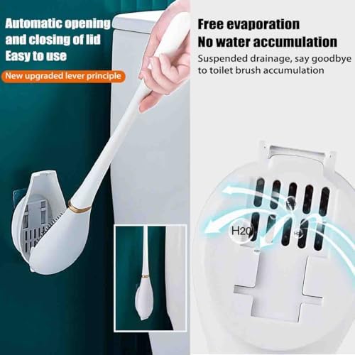 Flexible Silicone Toilet Brush with Wall Mounted Holder