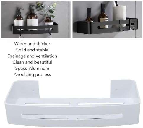 Pssopp Bathroom Wall Mounted Shelf Space Aluminum Shower Rack White