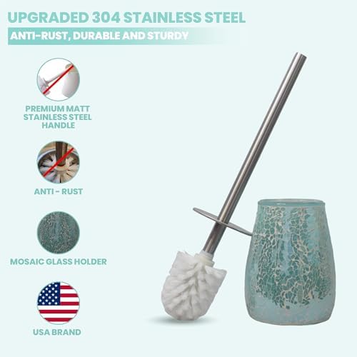 Modern Toilet Brush and Holder Set in Turquoise Green