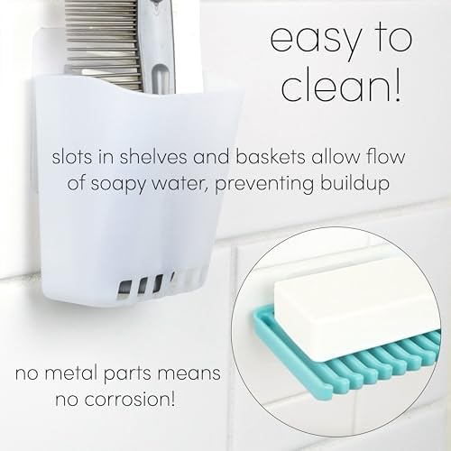 Three by Three Seattle Aquafolio 5 Piece Shower Organizer Set White
