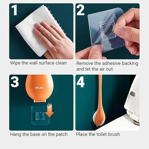 KoKiAxuza Flexible Silicone Toilet Brush with Auto-Closing Holder