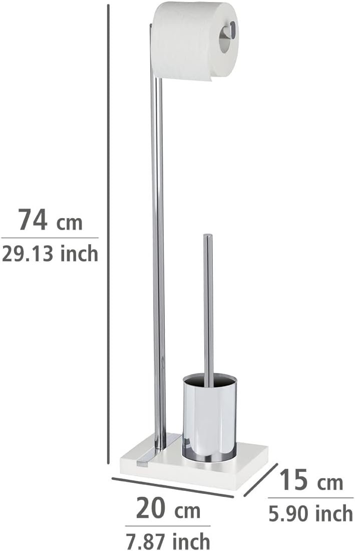 WENKO 20486100 Toilet Brush with Roll Holder Noble White