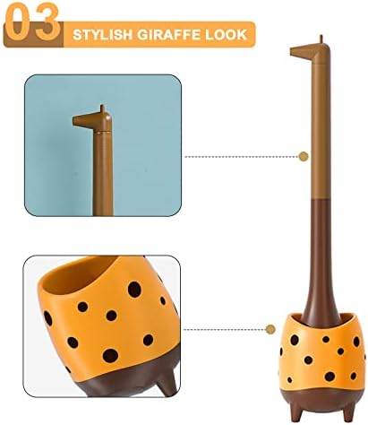 XXFLOWER Giraffe Toilet Brush Compact Cute Design