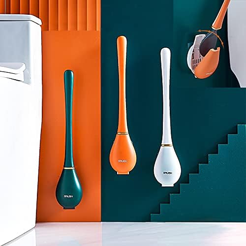 QIEUUOD Luxury Green Silicone Toilet Brush Set
