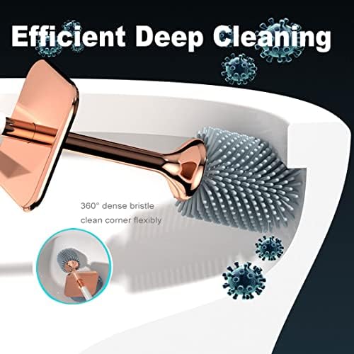 Silicone Toilet Brush with Holder Durable Easy to Clean White