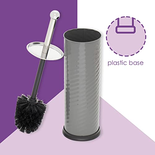 Home Basics Toilet Brush with Swirl Canister Grey 1