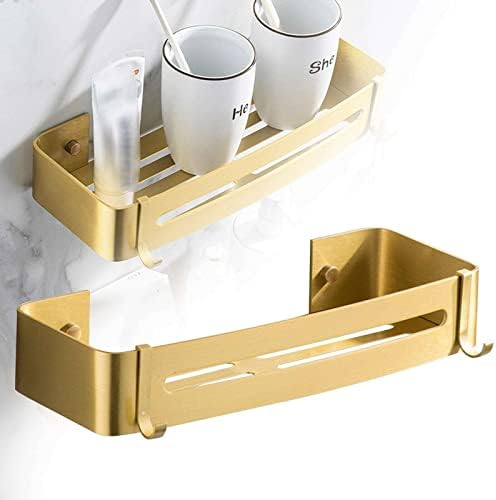 FINANCIALLY LIT LKOP Gold Aluminum Wall Mounted Shower Caddy