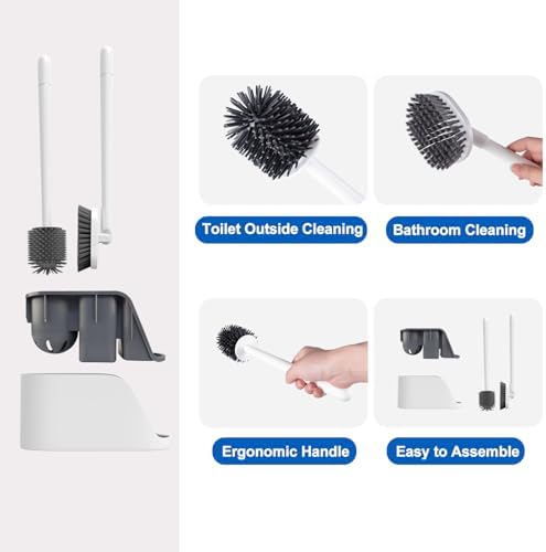 BITOPE 2-in-1 Toilet Brush with Holder and Floor Scrubber