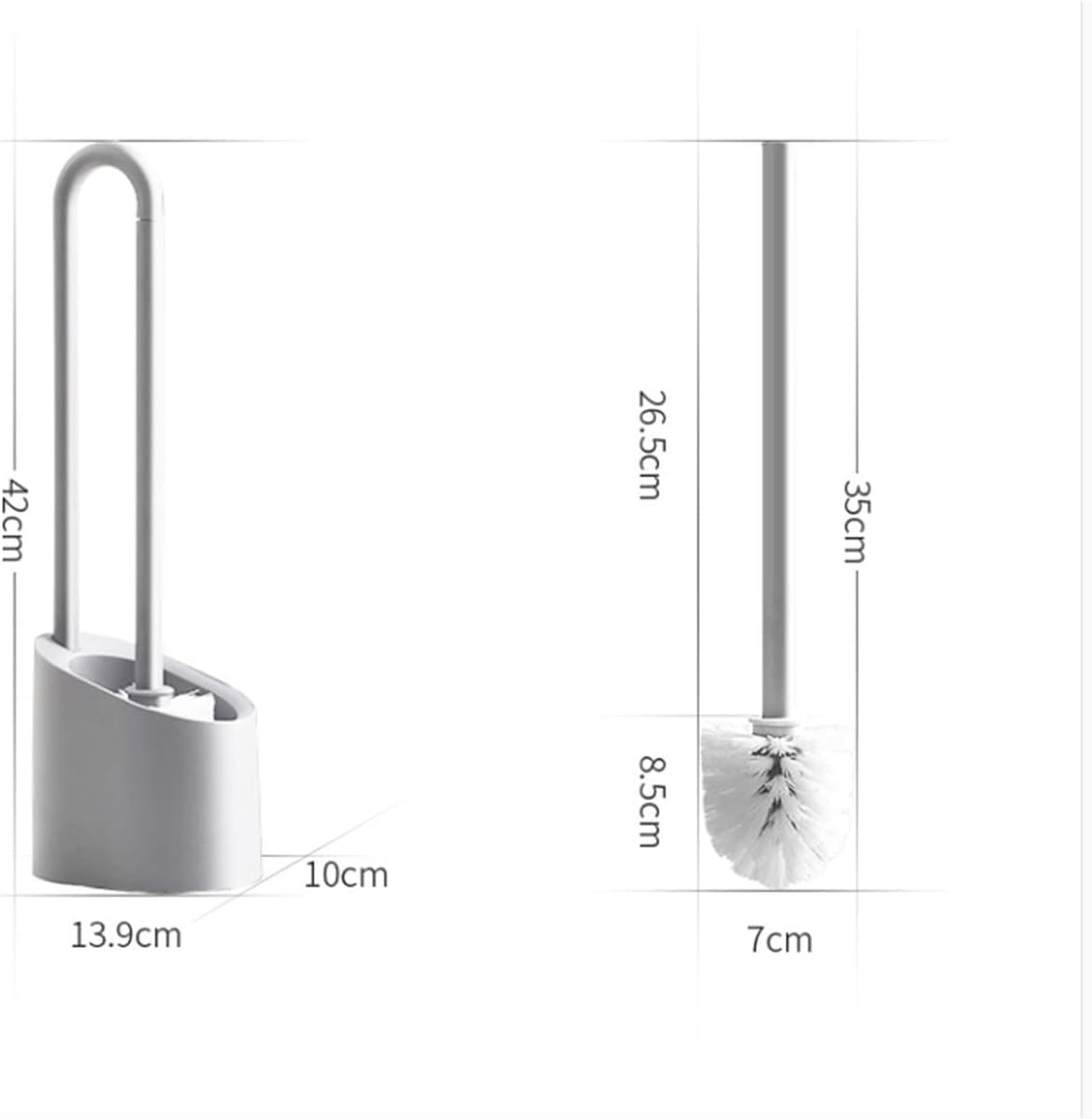 Portable Floating Toilet Brush with Holder - White
