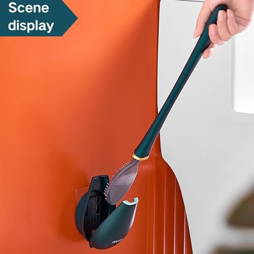Modern Flexible Silicone Toilet Brush Set with Holder and Dispenser