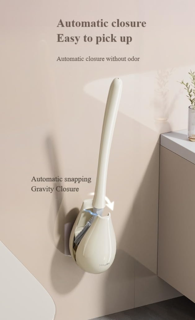 Toilet Brush and Holder Set - Wall Mounted No Drill Required 1