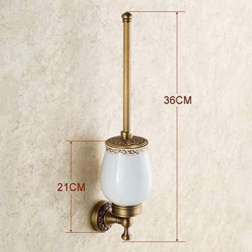 Antique Brushed Brass Toilet Brush Holder with Deep Cleaning Bristles 1
