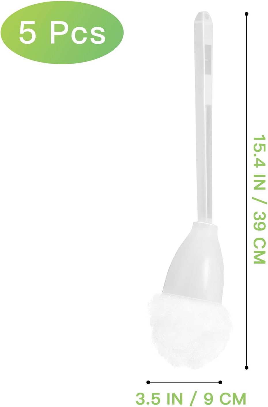 Tofficu 5Pcs Soft Toilet Bowl Brush White Polypropylene
