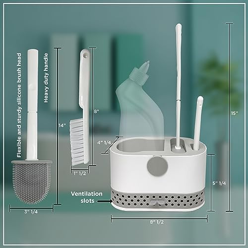 Silicone Toilet Brush Set with Holder and Ventilation Base