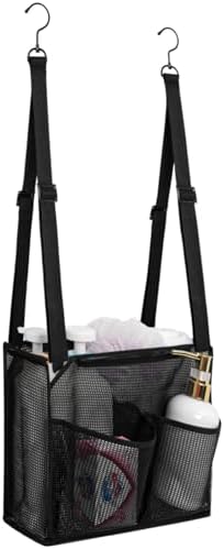 ALYER Mesh Shower Caddy with Adjustable Straps and 4 Pockets Black