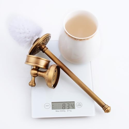MOGFCT Wall Mounted Toilet Brush Holder Set in Antique Brass