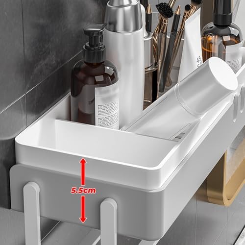 Bathroom Wall Organizer No Drilling Adjustable Hooks Racks