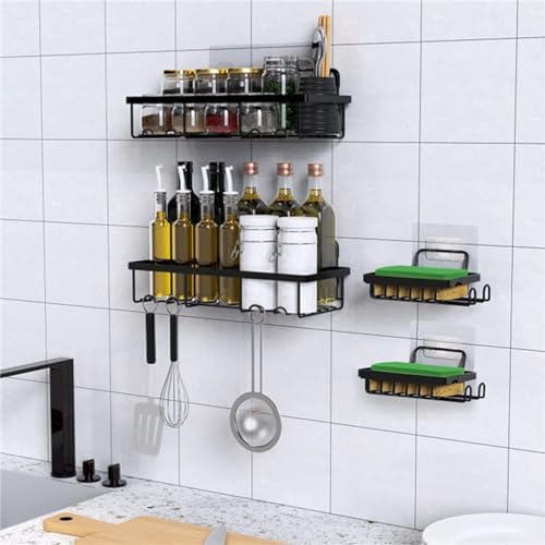 Shower Caddy 4 Pack Adhesive Organizer with Large Capacity and Rustproof Stainless Steel