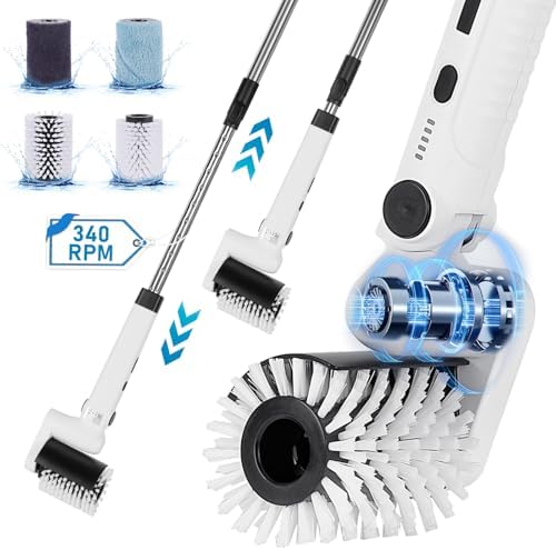 Yutesiri Cordless Waterproof Toilet Brush with 4 Heads 1