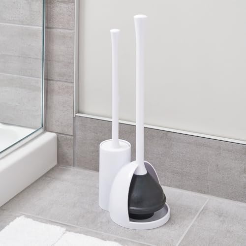 iDesign Toilet Brush Plunger Set - 2 Piece White