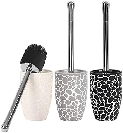 Pebble Pattern Toilet Brush with Stand Ceramic Set