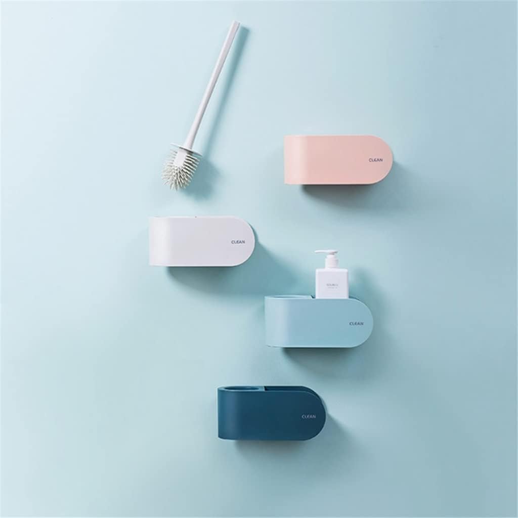 Wall-Mounted Toilet Brush with Holder Set TPR Soft Silicone Brush Light Blue