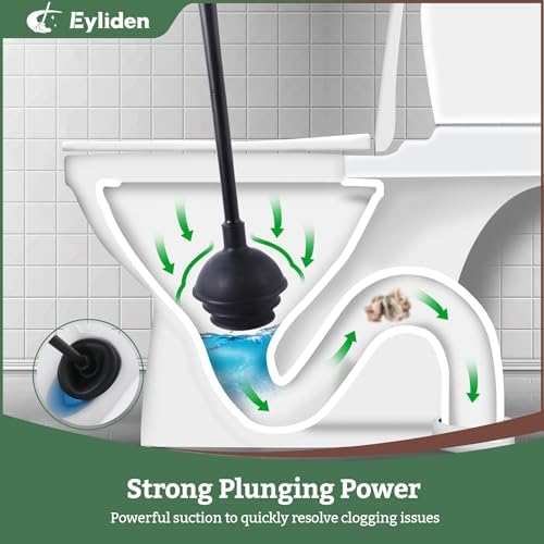 Eyliden Toilet Bowl Wand Kit and Plunger Combo Black