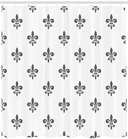 Ambesonne Fleur De Lis Shower Curtain Set Grey White 69x84 Inch