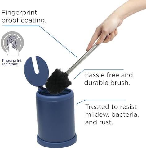 Toilet Bowl Cleaning Brush with Self-Closing Lid and Stainless-Steel Holder