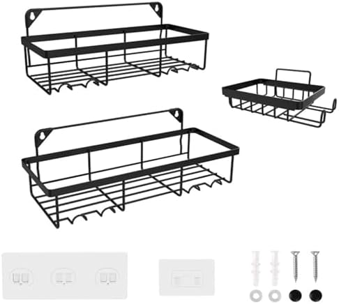 Shower Caddy 4 Pack Adhesive Organizer with Large Capacity and Rustproof Stainless Steel