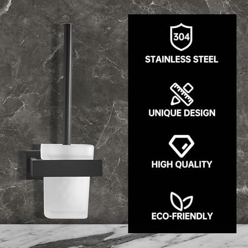 TINYROW Glass Wall Mounted Toilet Brush and Holder