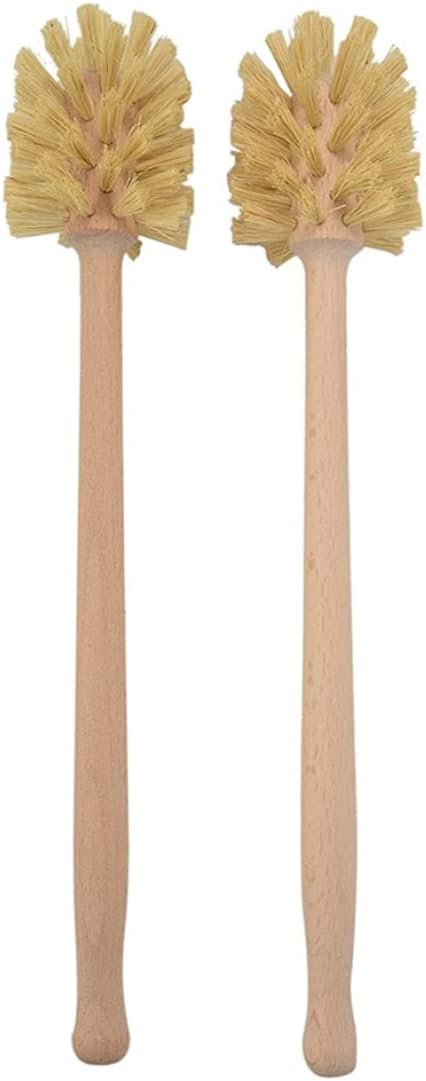 Eioflia Wood Toilet Brush 2PCS 14x3in Non Slip