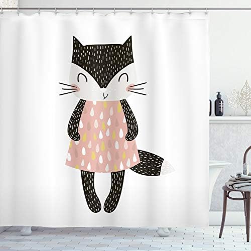 Ambesonne Cat Shower Curtain Set with Hooks