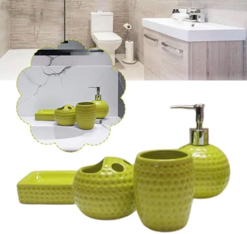 Ceramic Bathroom Decor Set 4 Pcs Green Eco-Friendly