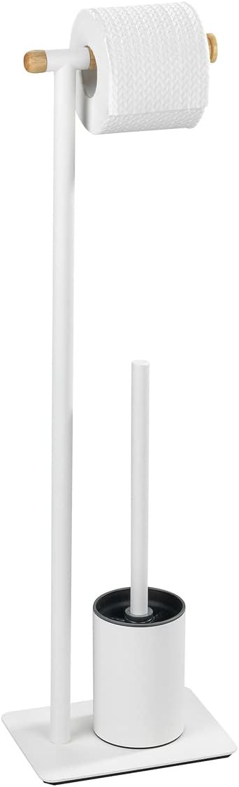 WENKO Toilet Brush with Holder Steel WhiteBrown