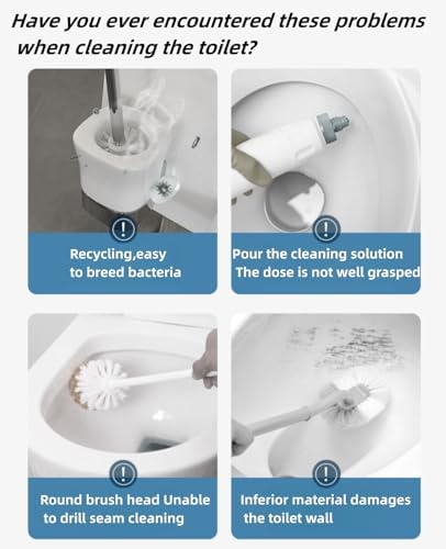 Ergonomic Toilet Brush with 18 Refills and Storage Box