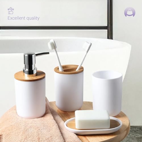 Ofelia Fields Bamboo Bathroom Accessories Set 4 Pieces 1