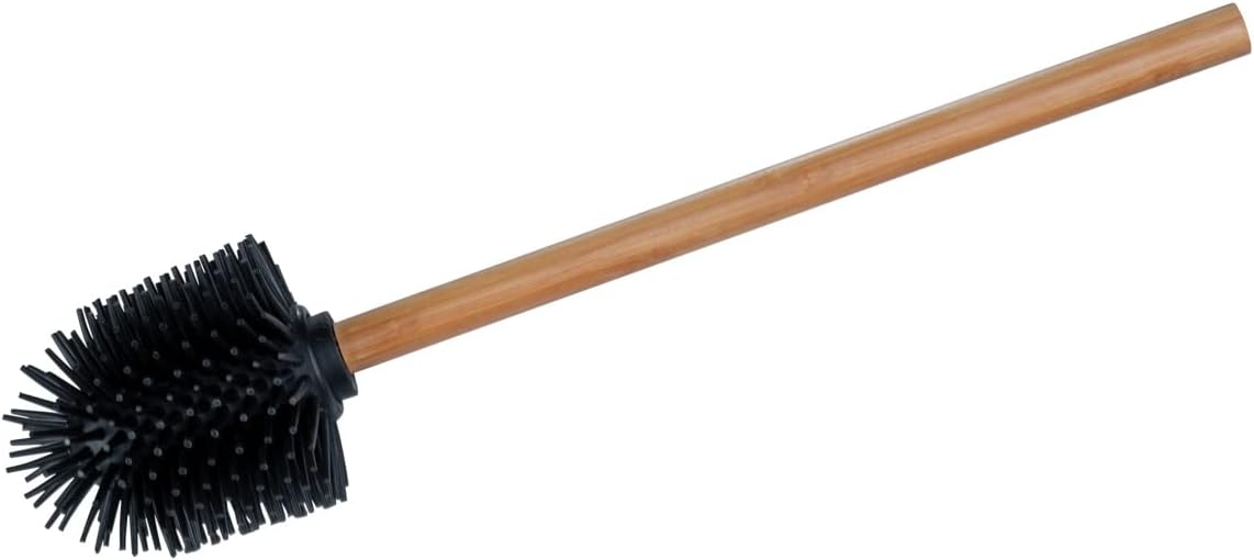 WENKO Replacement Toilet Brush with Bamboo Handle and Black Silicone Head