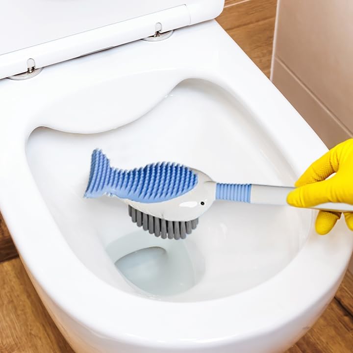 Rewdut Toilet Brush Set with Holder and Silicone Bristles