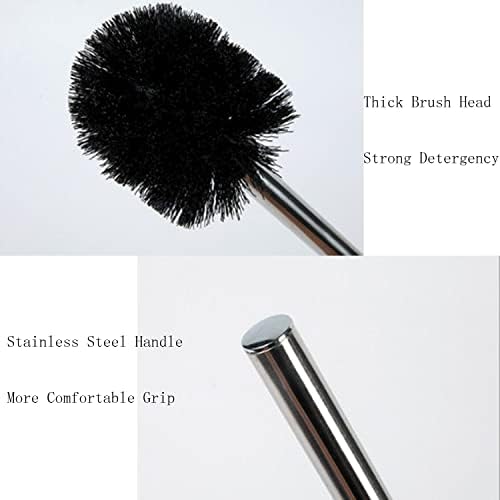 4PCS Toilet Brush with Stainless Steel Handle for Effective Bathroom Cleaning