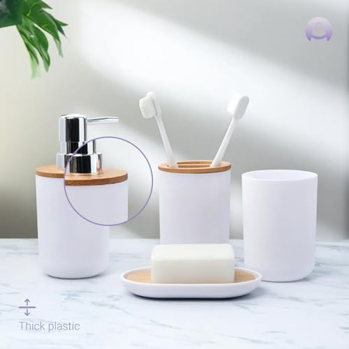 Ofelia Fields Bamboo Bathroom Accessories Set 4 Pieces 1