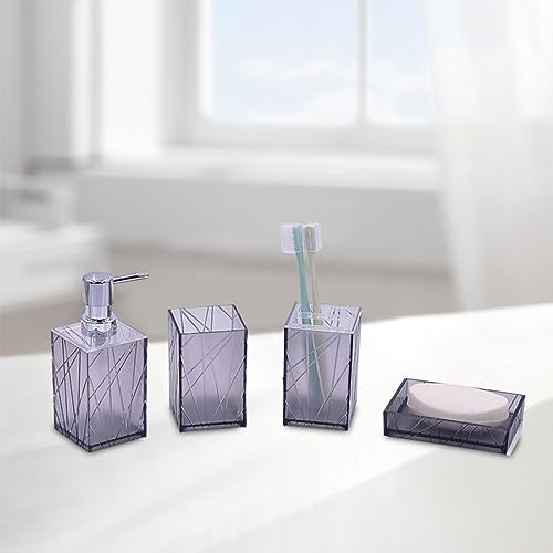 Kakasi 4 Piece Gray Bathroom Accessory Set