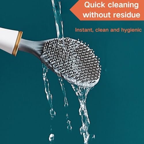 Modern Flexible Silicone Toilet Brush Set with Holder and Dispenser