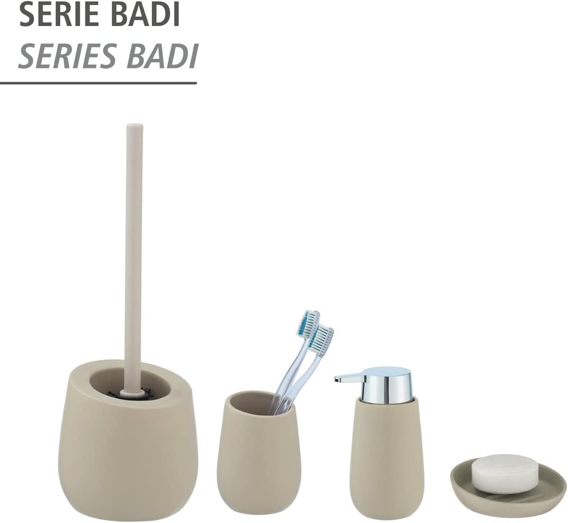 Wenko Badi Toilet Brush Holder - Ceramic Beige 135 x 38 x 135 cm