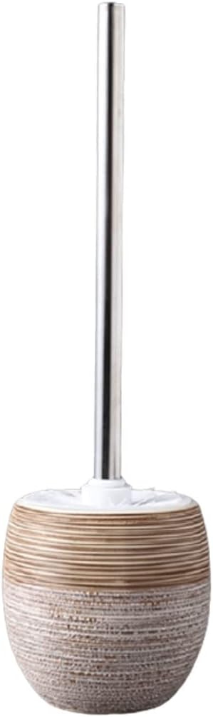 Retro Toilet Brush with Ceramic Holder and Long Handle